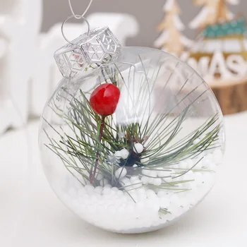 16pcs 8 cm boże Narodzenie ornament balony duże przezroczyste etui z tworzywa sztucznego umożliwiająca zastosowanie ornament nietłukące bombki bombki na choinkę