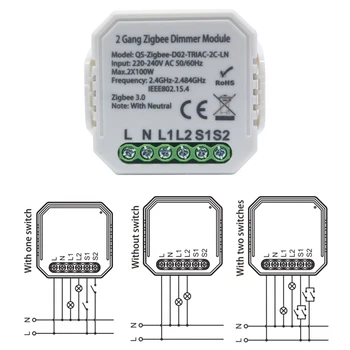 1szt 220V Lonsonho Tuya Smart Zigbee Dimmer Switch Module 1/2 Gang With Neutral 2 Way Wireless Control współpracuje z Alexa Googl