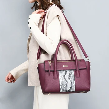 2 kpl. Wężowa wzór torebki damskie wysokiej jakości Pu skórzane torby moda Crossbody torby dla kobiet 2021 portfele i torby