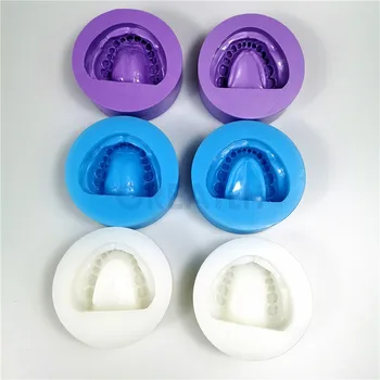 2 szt. Silikonowa dental tynk model formy forma bezzębnych szczęk pełna blok jamy z otworem