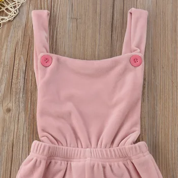 2018 nowy maluch Baby Girls dość słodki kombinezon bez rękawów backless elastyczny pas Różowy aksamit kombinezony kombinezon strój 6M-5Y