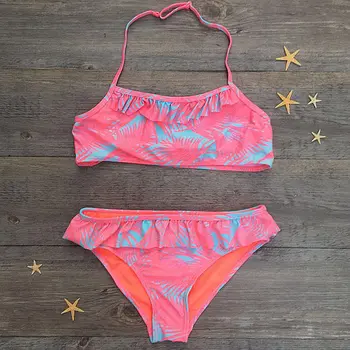 2019 dla dzieci nowy strój kąpielowy Baby Girl Swimsuit Kids Bikini Set drukowany strój kąpielowy dla dziewczyn dla dzieci kostium kąpielowy 7-14 lat
