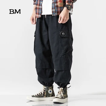 2019 japoński Harajuku temat luźne spodnie mężczyźni hip hop spodnie meble ubrania modis joggers wojskowe zielone spodnie cargo czarne spodnie
