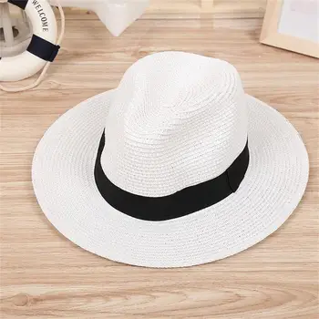 2019 nowy kobiety Sun Hat Taśma okrągły płaski top słomy DIY plaża Panama kapelusz letni dla kobiet kapelusze słomkowe kapelusze Snapback Gorras