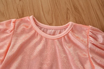 2020 dziecko dziewczynka jesień aksamitna odzież słodki Różowy koronki wykończenia z długim rękawem top spodnie, opaska na głowę 3 szt. stroje zestaw dla dziewczynek od 1 do 6 lat