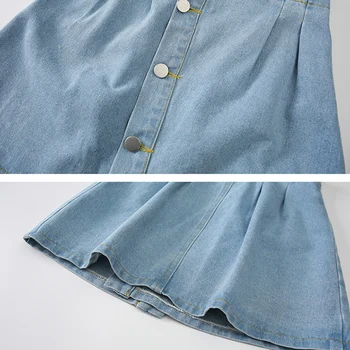 2020 lato Nowy od 4 do 16 lat dzieci i nastolatki bawełniany pasek jeansowa spódnica dla dzieci dziewczyny przycisk spódnica słodkie dziewczyny odzież