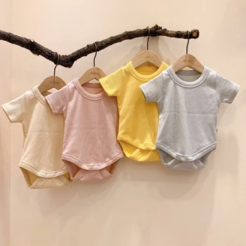 2020 nowy koreański styl japoński bawełna z krótkim rękawem kombinezon lato jednoczęściowy dziecko Boys Baby Girl Romper noworodka kombinezon dziecięcy