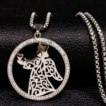 2021 Kryształ łańcuch ze stali nierdzewnej naszyjnik kobiety kolor srebrny kąt naszyjniki wisiorki biżuteria colgantes mujer moda N1858