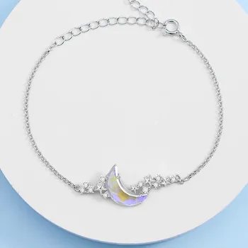 2021 nowy 925 srebro Gwiazda Księżyc bransoletka i bransoletka handmade partii biżuterii dla kobiet dziewczyn sl171
