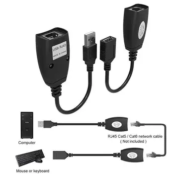 2szt USB Extension Ethernet RJ45 Cat5e/6 kablowy wzmacniacz USB LAN adapter Extender Over Repeater do laptopa DVR mysz