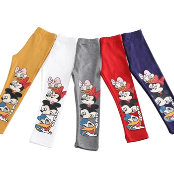 3-7yrs wiosna jesień dziewczyny Mickey bawełna długie spodnie kreskówka druku Baby Girl spodnie elastyczny pas dzieci dorywczo legginsy