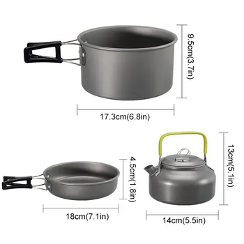 3 szt./kpl. odkryty ultralekki, przenośny stop aluminium kemping naczynia Naczynia do gotowania lub herbaty piknik naczynia lub herbaty garnek patelnia