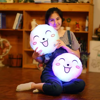 33 cm kreatywne jaśniejący uśmiech poduszka wypełniona zwierzęcy poduszka lalka aksamitny połysk oświetlenie Kawaii uspokoić dziecko świecące zabawki C