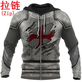 3D druk Poczta zbroje mężczyźni bluza rycerze templariusze Harajuku moda kurtka sweter unisex cosplay bluzy QS-004