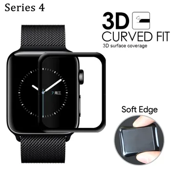 3D zakrzywiony miękka krawędź szkło hartowane na ekran folia ochronna dla Apple Watch band Series 4 44 mm 40 mm pokrywa ochronna ekranu