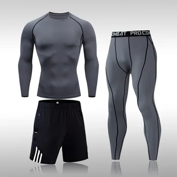 3szt męski kolor treningu strój sportowy siłownia neuropatia kompresji odzież bieganie odzież sportowa ćwiczenia ćwiczenia rajstopy