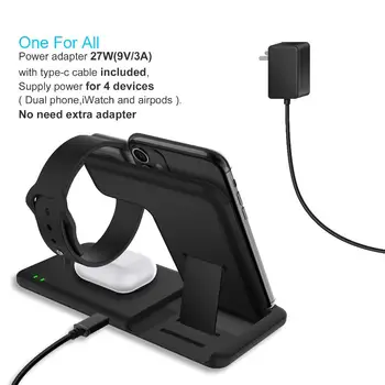 4-w-1 QI Fast Wireless Charger Dock dla iPhone Apple Watch do mc do Airpods ładowarka uchwyt podstawka ładowarki