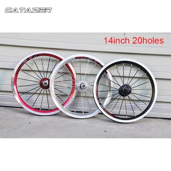 4 łożyska 14 cali stop aluminium rower dziecięcy czterokołowy para 20H V tarczowe rower dziecięcy koła 412 składane koła rowerowe