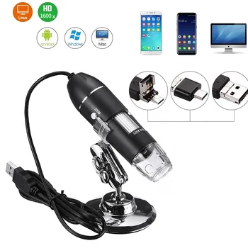 50-1600x Cyfrowy mikroskop USB 8 LED lupa z podstawą metalową 2MP 1080P kamera endoskopu do telefonu PC pomiaru kontroli
