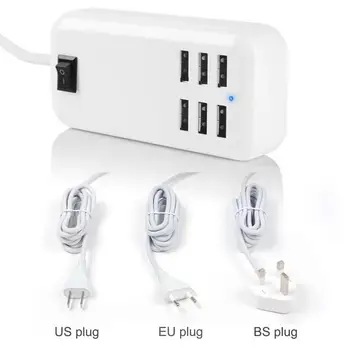 6-Portowy ładowania gniazdo Travel Multi-Port Fast Charge Charger USB Smart Socket USB Travel Socket