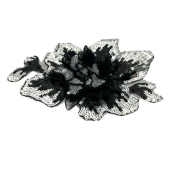 6szt 3d haftowane cekinami naszywki na ubrania kwiaty patch haft kwiat zroszony aplikacja Parches Ropa szyć na AC1368