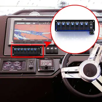 8 Gang Switch Panel Car Styling Wodoodporny 12V Car Auto Marine Boat Red Led Rocker Switch Panel wyłączniki z zabezpieczeniem