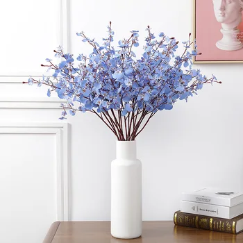 81 cm fioletowy zielony roślina sztuczna biżuteria kwiat symulator niebieski kwiat orchidea fałszywe kwiaty, dekoracje domu świąteczne akcesoria