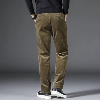 97% bawełna wygodne aksamitne męskie obcisłe proste spodnie jesienno - zimowa firmowa odzież haft biznesu dorywczo spodnie