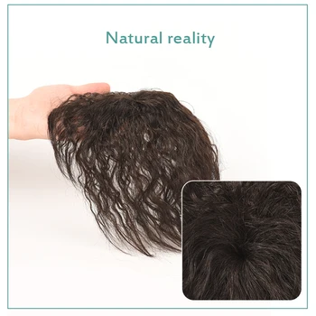 AILIADE syntetyczne kawałki włosów clip-in treski włosy kręcone z grzywką frędzle top zamknięcia spinki do włosów dla kobiet, brązowy, czarny
