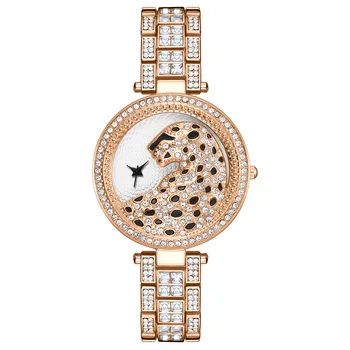 AITIEI Fashion Women Leopard Quartz Watch Bling Casual Ladies Watch damskie zegarek kwarcowy złoty zegarek Crystal Diamond For Women Clock