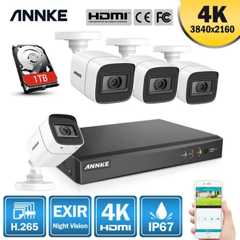 ANNKE 4K 8CH HD Ultra Clear Footage CCTV Security System 5w1 H. 265 DVR With 4X 8MP Outdoor Weatherproof Home Video Kit