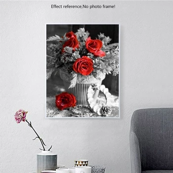 AZQSD Paint By Number On Canvas Kits Rose DIY Unframe Coloring By Numbers Red And Black Series Acrylic Paint wyjątkowy prezent
