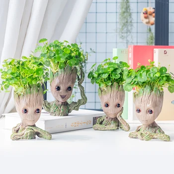 Akcesoria Do Dekoracji Wnętrz Baby Groot Pen Holder Rośliny Doniczka Słodkie Figurki Drzew Miniaturowy Model Dekoracji Pulpitu Dekoracji