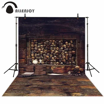 Allenjoy skeleton creepy wood floor photography background brązowa wiejska drewniana deska, ściana, przestraszony zdjęcia w tle rekwizyty do sesji zdjęciowej