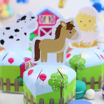 Animal Farm Favor Box Candy Box Pudełko Cupcake Box Kids Boy Birthday Party Supplies Decoration Event Party Supplies
