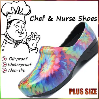 AtreGo damskie kolorowe hotel kuchnia Antypoślizgowe buty szefa kuchni na co dzień płaskie obuwie robocze oddychająca wodoodporna kuchnia Co medyczna buty