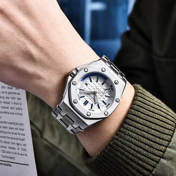 BENYAR Modne zegarki męskie ManTop luksusowej marki zegarek kwarcowy zegarek mężczyźni stali nierdzewnej wodoodporny zegarek sportowy Relogio Masculino