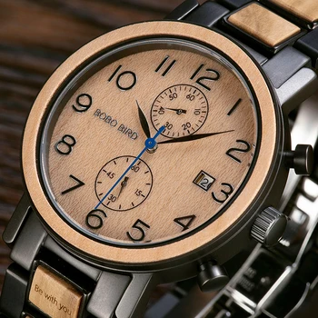 BOBO BIRD spersonalizowane zegarki męskie chronograf zegarek luksusowy zegarek ze stali nierdzewnej Najlepszy prezent dla niego montre homme