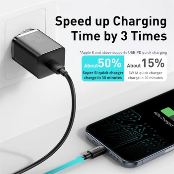 Baseus PD 20W Fast Charging USB C Charger For iPhone 12 Pro Max Dual USB Quick Charge QC 3.0 Type-C USBC Wall Phone Fast Charger