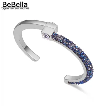 BeBella rolled crystal rocks dust mankiet bransoletka Bransoletka z austriackimi kryształami od Swarovskiego dla kobiet panna młoda Ślub zestaw biżuterii