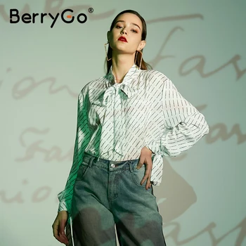 BerryGo biurowe panie krawat-szyja damska bluzka koszula lato wiosna bluzka z długim rękawem elegancki łuk robocza odzież damska top różowy blusas