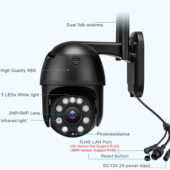 Bezprzewodowa 4G Wifi, aparat bezpieczeństwa 5MP 2MP Auto Tracking PTZ kamera IP HD 1080P 5X optyczny kamera zewnętrzna CCTV