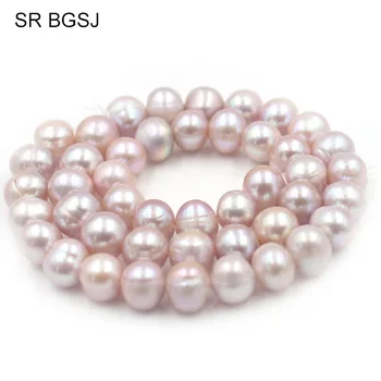 Bezpłatna wysyłka 10 mm biały różowy fioletowy prawie przez cały naturalne słodkowodne perły biżuteria produkcja koraliki Strand 15
