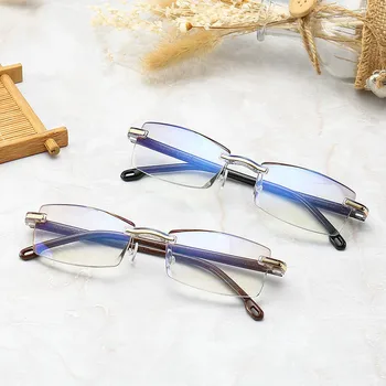 Bezramowe kwadratowe okulary do czytania dla mężczyzn kobiet anty niebieskie światło komputerowe okulary nadwzroczność, dalekowzroczność okulary do czytania