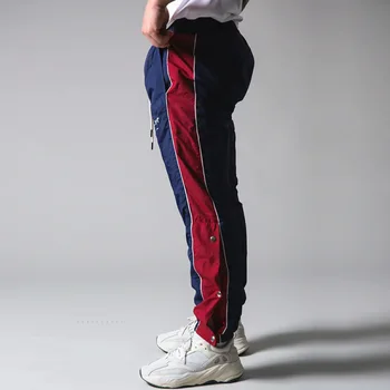 Biegowe spodnie męskie mięśnie fitness koszykówki męskie spodnie dresowe boczne w pełni otwarte spodnie na guziki łączące nogi spodnie sportowe