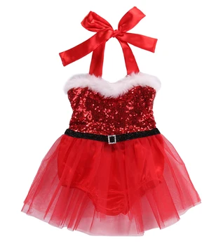 Boże narodzenie pewex Baby Girls 0-3T kombinezon Kombinezon paczka sukienka świąteczne stroje kostium księżniczka baby girl odzież