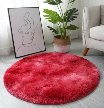 Brązowy gradientu koloru puszyste okrągły dywan dywany do salonu dywan ze sztucznego futra plac zabaw, długie pluszowe dywany do sypialni