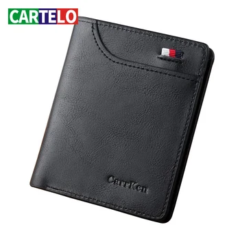 CARTELO nowy portfel męski krótki retro oleju cienki skórzany portfel Portfel Europa i Ameryka portfel osób