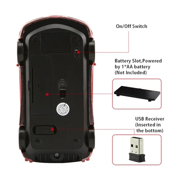 CHYI Car Shape Wireless Computer Mouse 2.4 Ghz Mini Ergonomic Usb Optical Mause Cute 3d Cartoon LED Car Gift Mice For PC Laptop