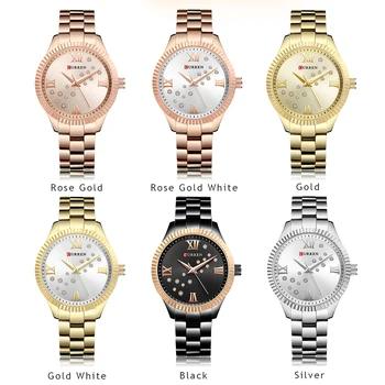 CURREN Fashion Black Watch Women Zegarki Top Brand Luxury Women ' s Rhinestone Clock Dress Ladies zegarek Kwarcowy zegarek Reloj Mujer